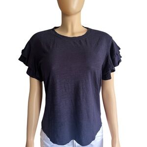 DG2 by Diane Gilman Women’s Navy Ruffle Sleeve Top